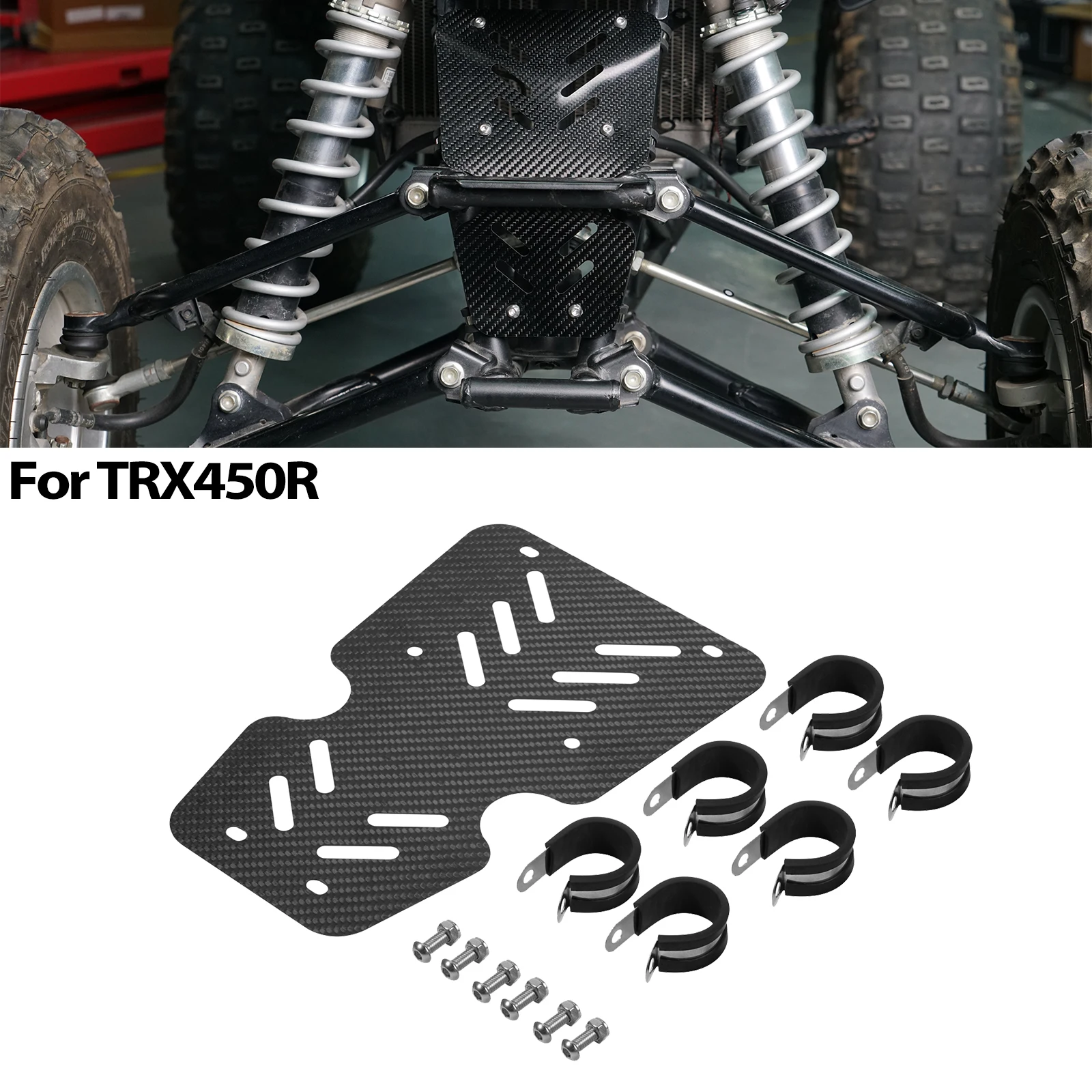 For Honda TRX 450ER 450R Radiator Mud Guard Plate Cover 50100-HP1-601ZD Carbon Fiber ATV Accessories