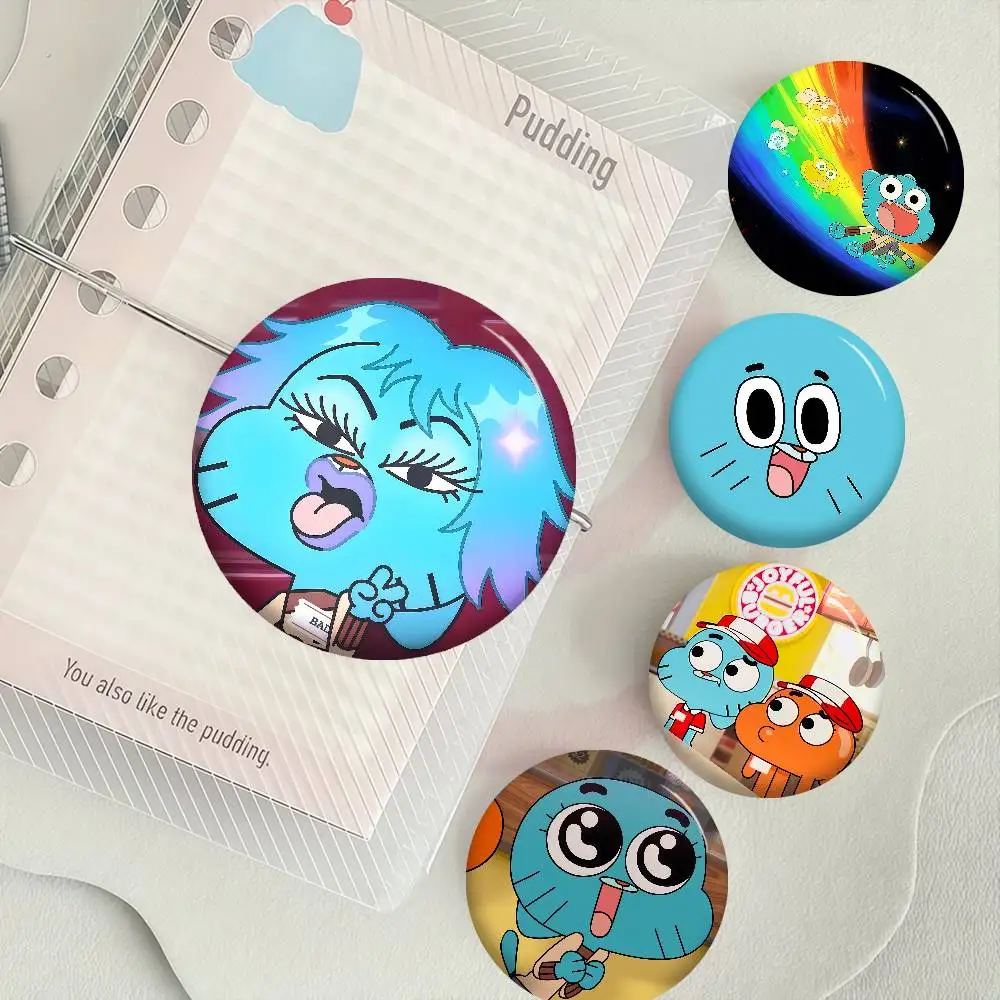 The Amazing World Of Gumballs Soft Button Pin Round Metal Badge Lapel Pin Parts Gift Friends Kid Jewelry