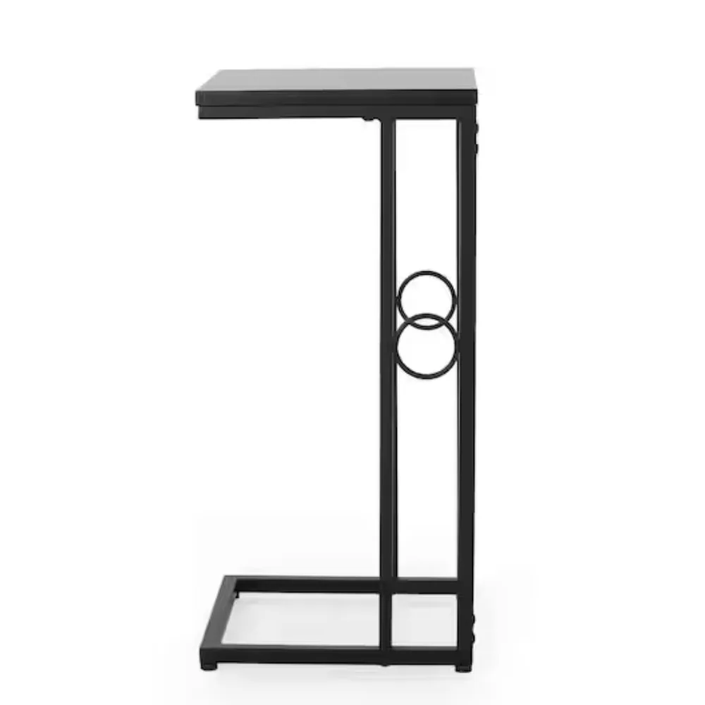

odern Wood End Table Black Contemporary Square Iron Matte