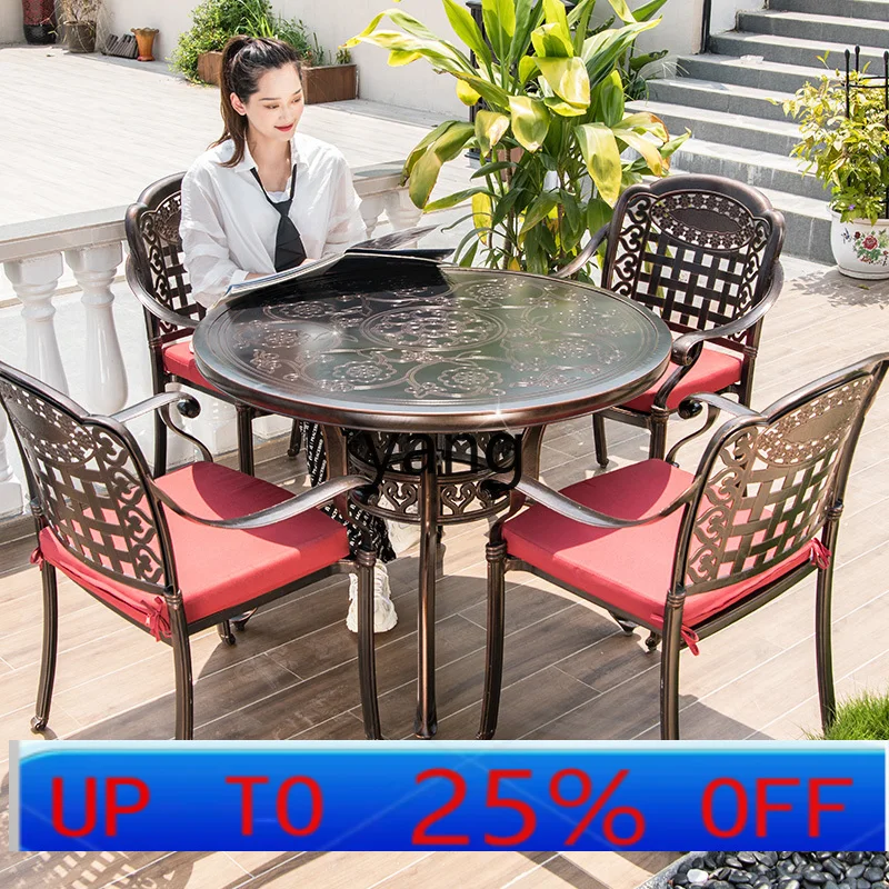

LH cast aluminum outdoor table and chair courtyard chess tea table and chair combination