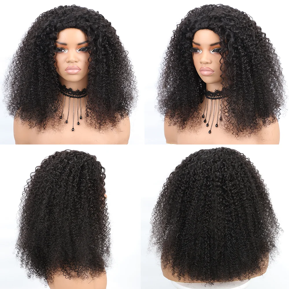 Wig Rambut Asli Keriting Kepadatan 250% Model Half Wig, Dapat Dibalik, Ramah untuk Pemula, untuk Wanita Kulit Hitam