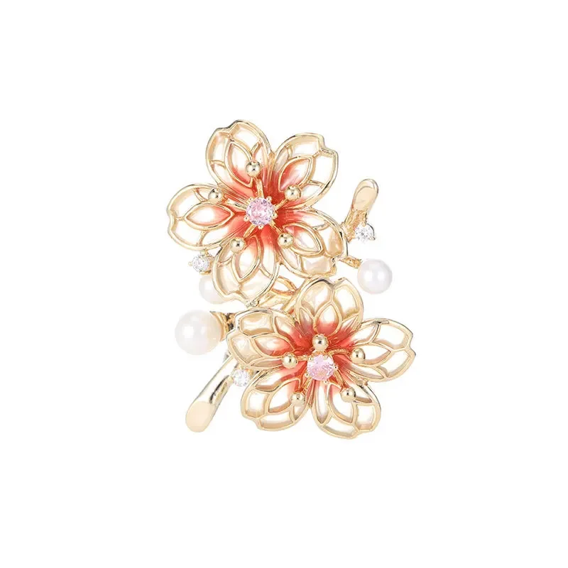 2025 بروش زهر الخوخ ريترو، دبوس عصري وأنيق، إكسسوار ملابس متعدد الاستخدامات، مشبك بروش