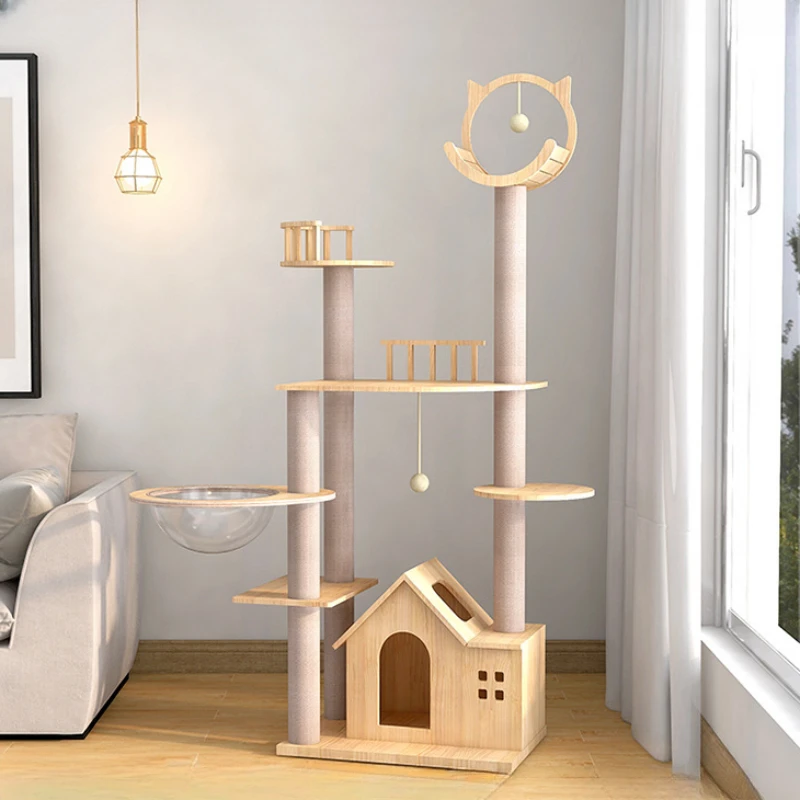 New Multifunctional Cat Villa Extra Large Cat Nest Space Capsule Cat Toys Solid Wood Cat Climbing Frame Cat Scratching Post