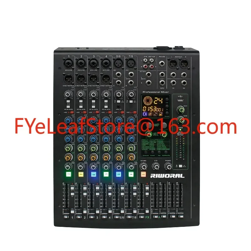 MDF8 Professional 8-Channel Mixing Console Audio Mixer Liver Sound Music USB Stereo DJ Mixer