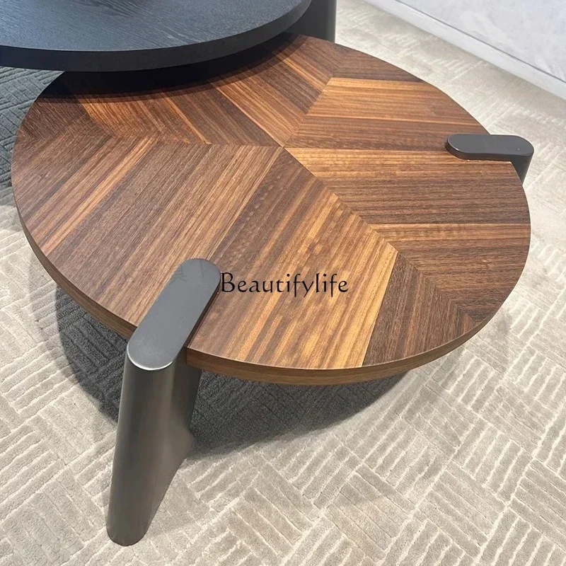 yj9  Italian Minimalist Coffee Table Set Modern Simple Stainless Steel Round Custom