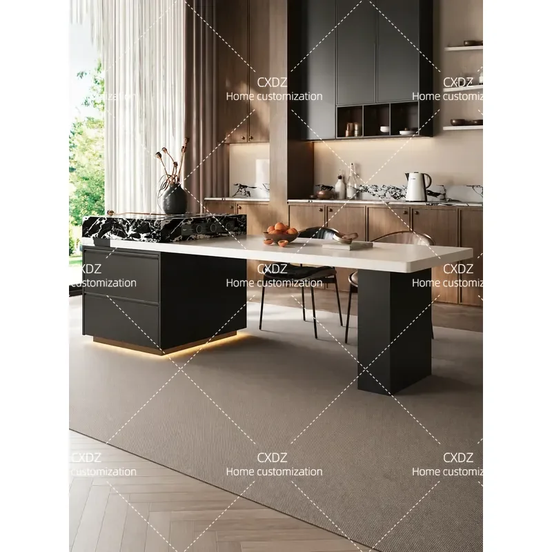 2026 Small Rounded Island Dining Table Integrated Retractable Multi Functional Household Kitchen Island for Small Apartment