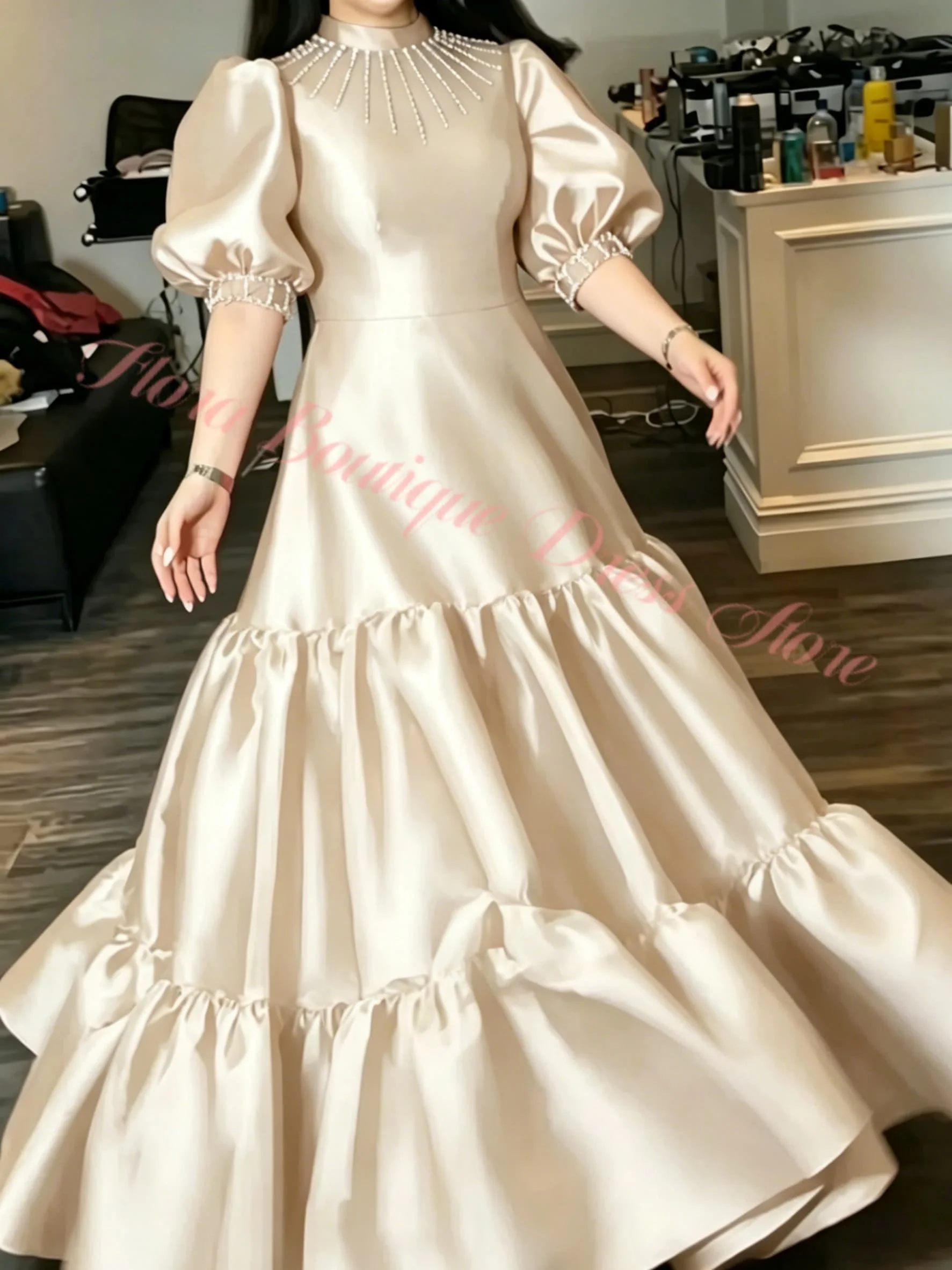 

Quality Gorgeous Beaded Decoration Flower Girl Dresses for Wedding Ceremony Princess Girl Gowns Evening Gown Long Skirt Adult