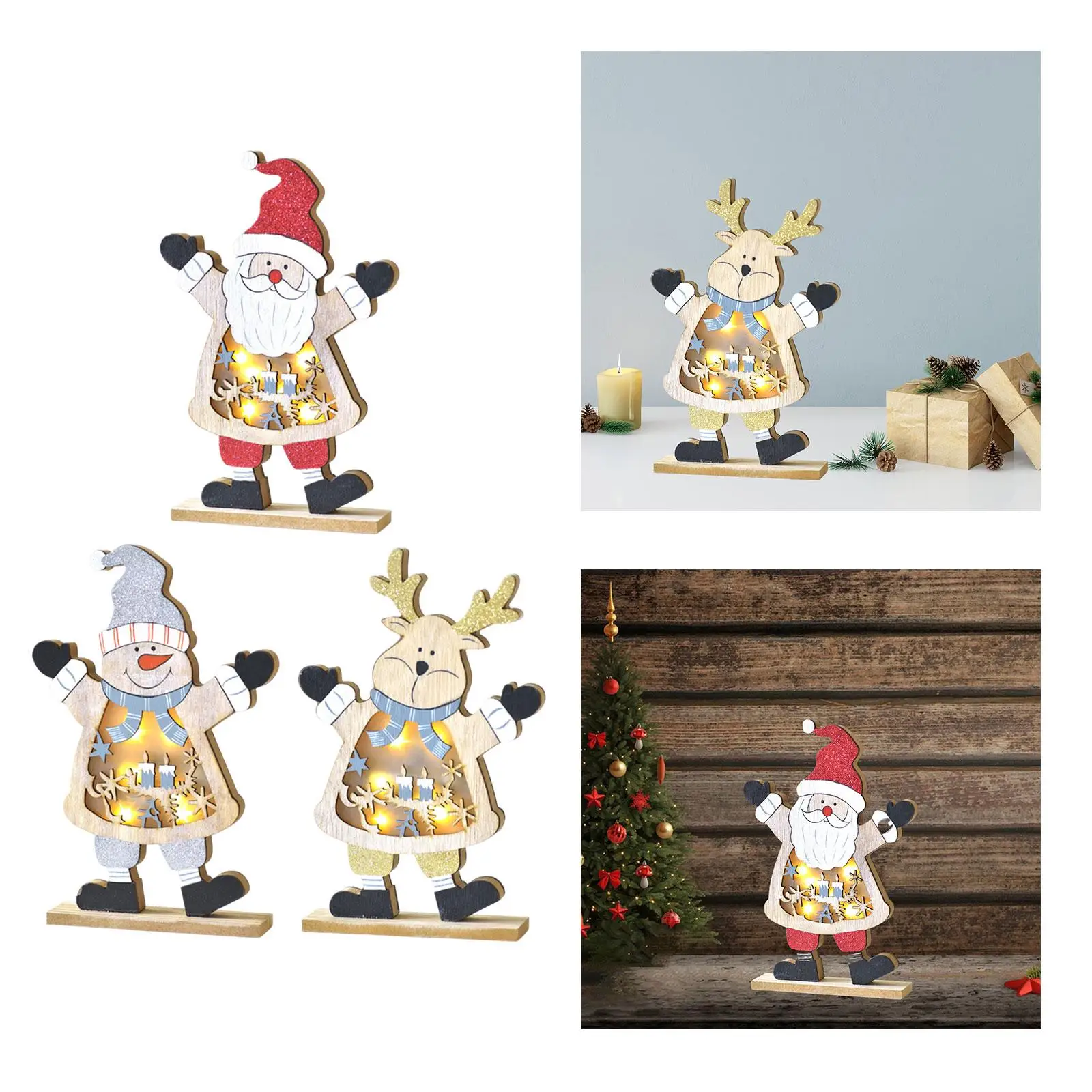 

LED Wooden Christmas Table Decoration Lighted Ornament Shopping Window