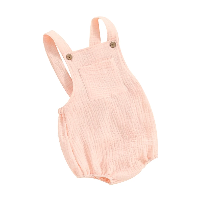 Neugeborenen Baby Mädchen Jungen Sommer Outfit Kleidung Baumwolle Leinen Strampler Einfarbig Ärmellose Backless Bodysuit Overalls