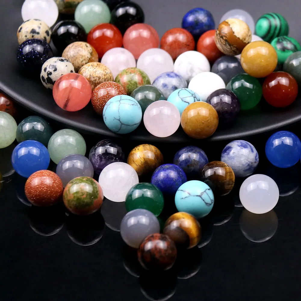 10Pcs 10mm Natural Gemstone Sphere Mini Polished Healing Crystal Ball Reiki Quartz Collections Home Decoration