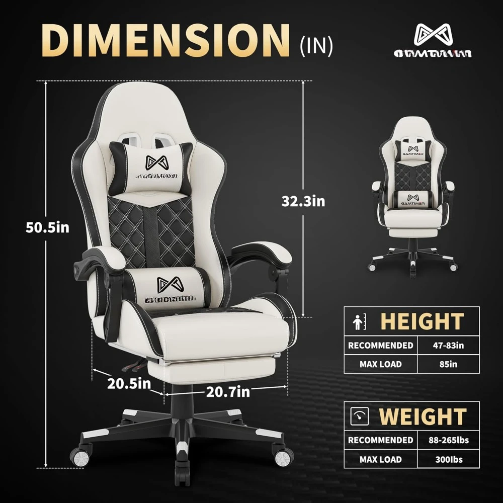 Gaming Chair, Computer Office Chair with Footrest, 155° Reclining Chair, Ergonomic High Back Computer Chair with Headrest