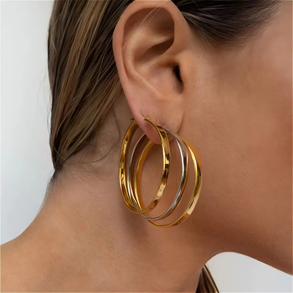 Mariasz Minimalist Classic Large Stainless Steel Hoop Earrings Huggies Big Hoops Gold Color Dainty Dangle Jewelry for Women