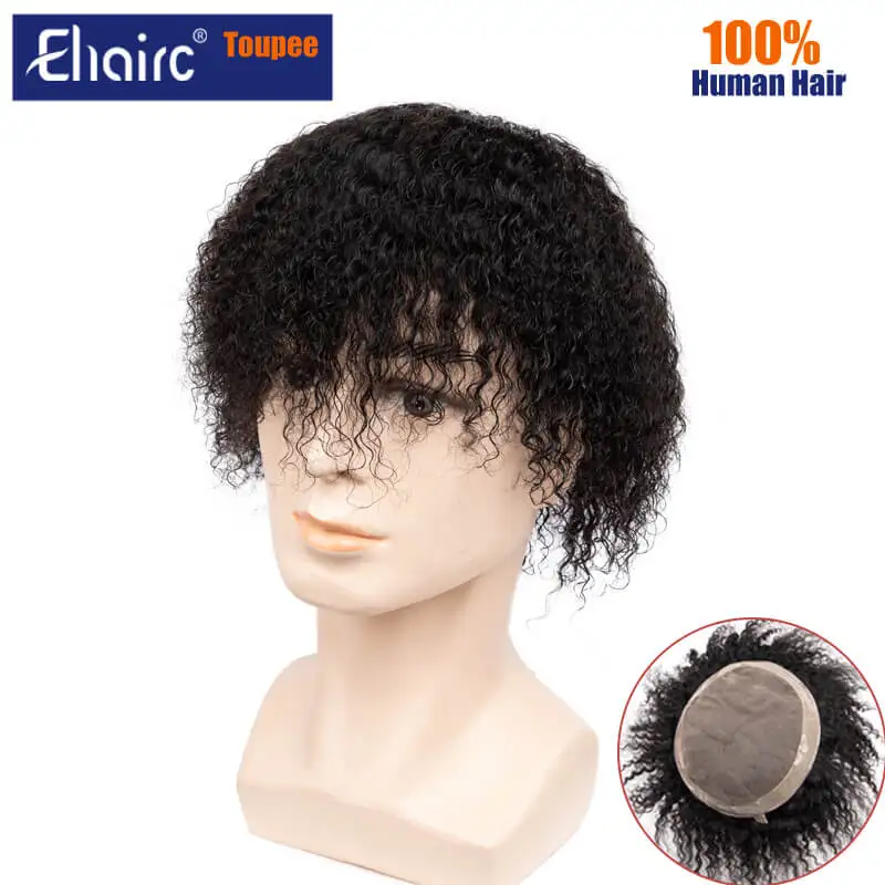 

Deep Curly Toupee For Men Mono Curly Hair Male Hair Prosthesis 100% Human Hair Men's Wig Durable Exhuast Systems Free Shipping