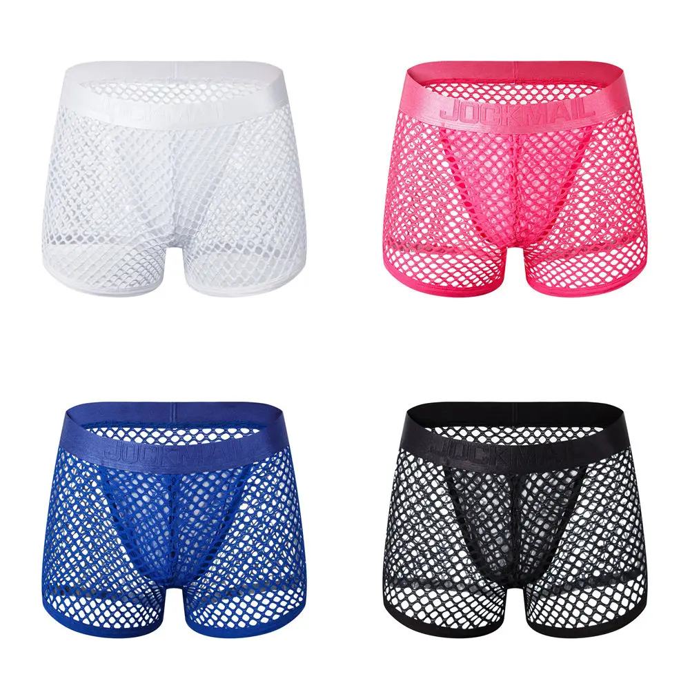 

Jockmail Mens Panties Sissy Mesh Perspective Seeing Boxers Sexy Low Waist Erotic Lined with Man UndrewearGayCueca Masculina