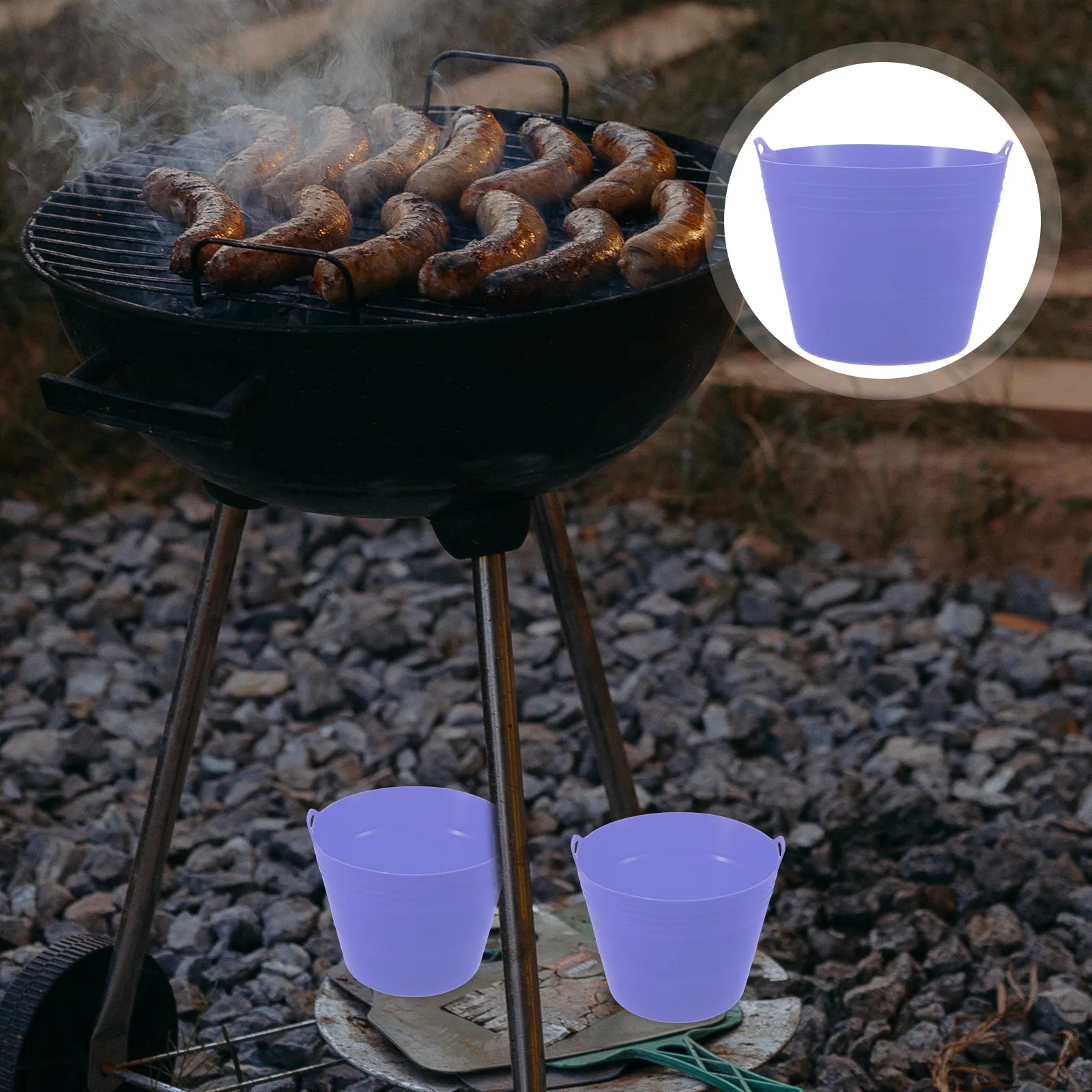 

Bbq Grill Silicone Bucket Liner Foldable Oil Grease Drip Tray Portable Reusable Heat Resistant Grease Bucket Liner