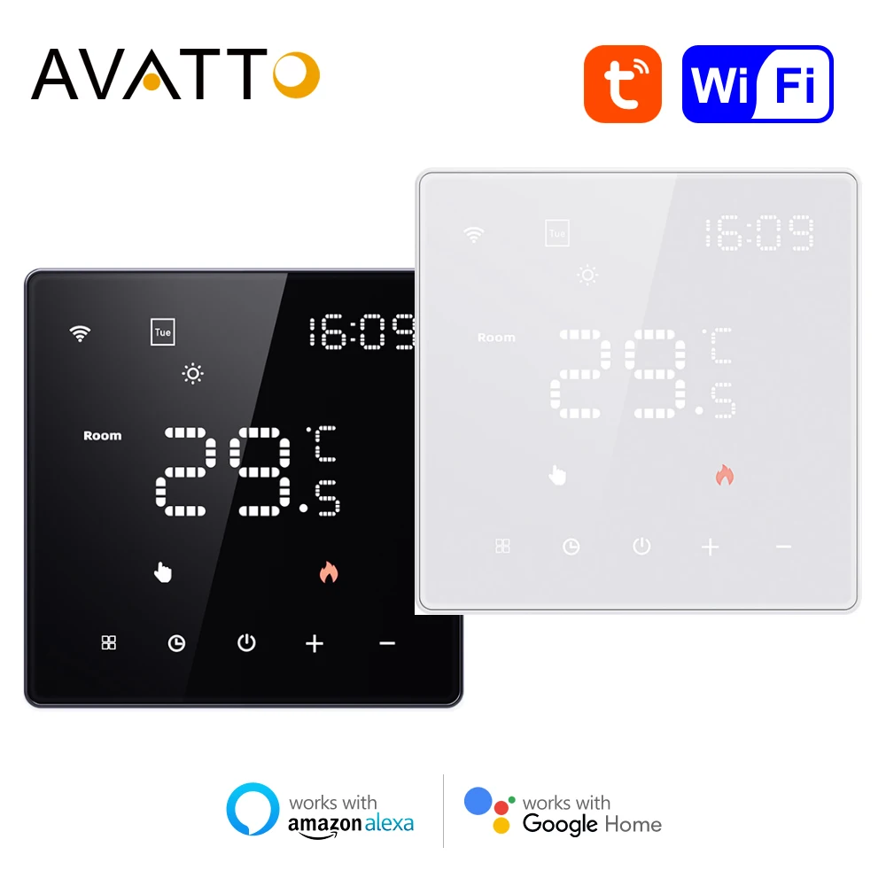 AVATTO WiFi Electric Floor Heating/WaterGas Boiler Temperature Control Smart Life APP Remote Control for Alexa Google Home