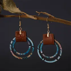 Retro Distressed Leather Earrings for Women, Minimalist Bohemian Earrings, Daily Jewelry Accessory