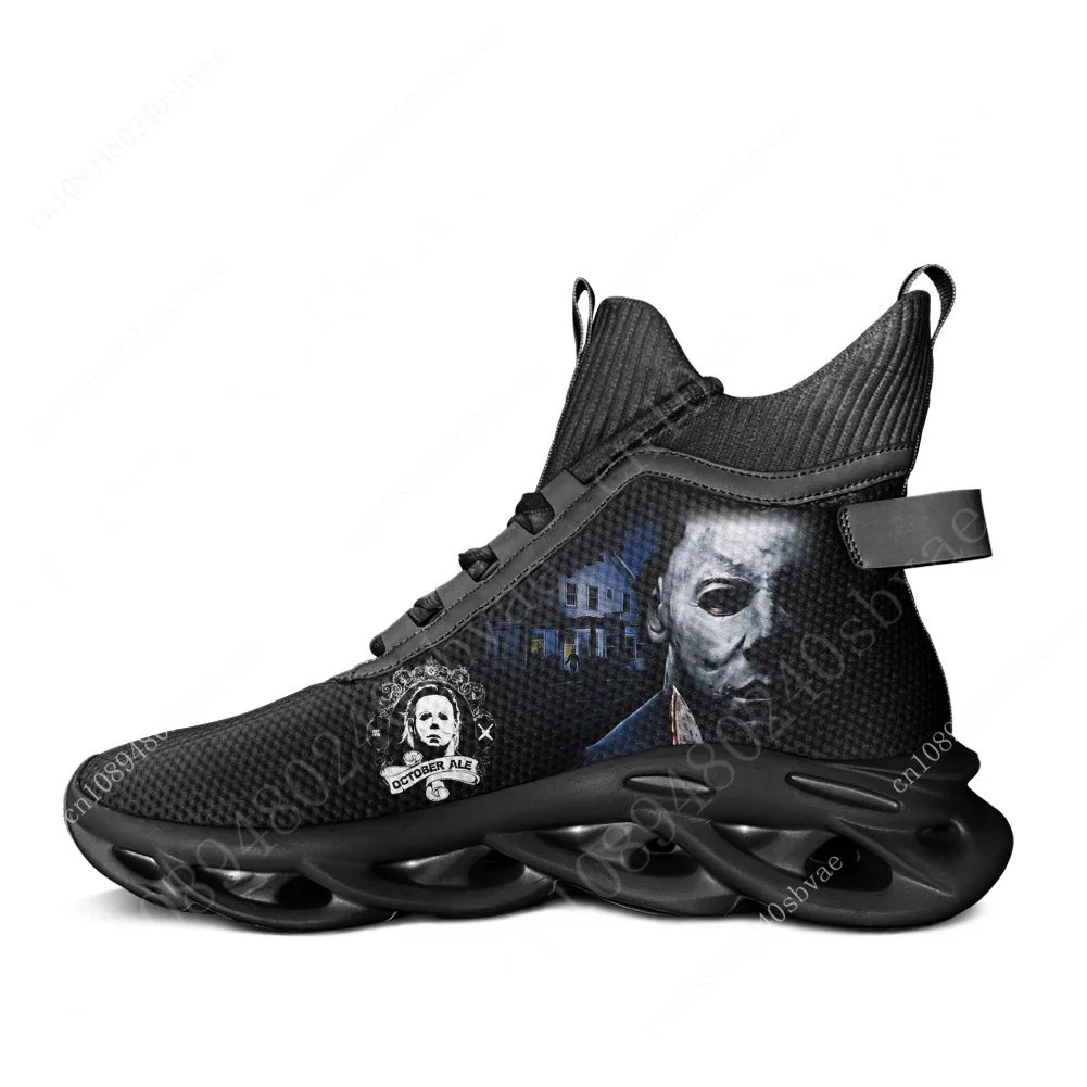 Horror Halloween High Top Sneakers Michael Myers Mens Womens Sports Running Shoes Sneaker Lace Up Mesh Footwear Customized Shoe