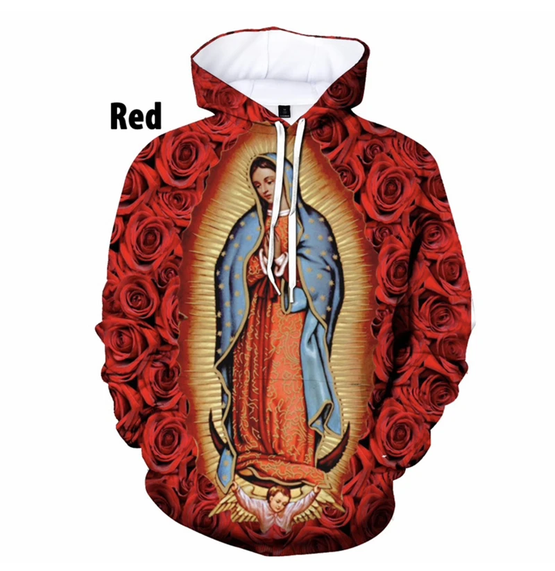 Fashion Christian Virgin Personality Street Faith Unisex Hoodie Guadalupe Virgin Mary Of Mexico 3D Print Hoodie Women Clothing