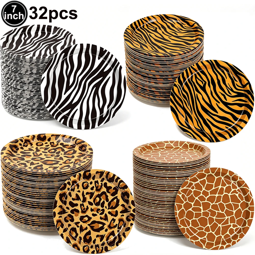 Jungle Animal Paper Food Trays Mini Snack Trays Food Boat Box Leopard Print Popcorn Trays Safari Theme Birthday Party Supplies - view 5