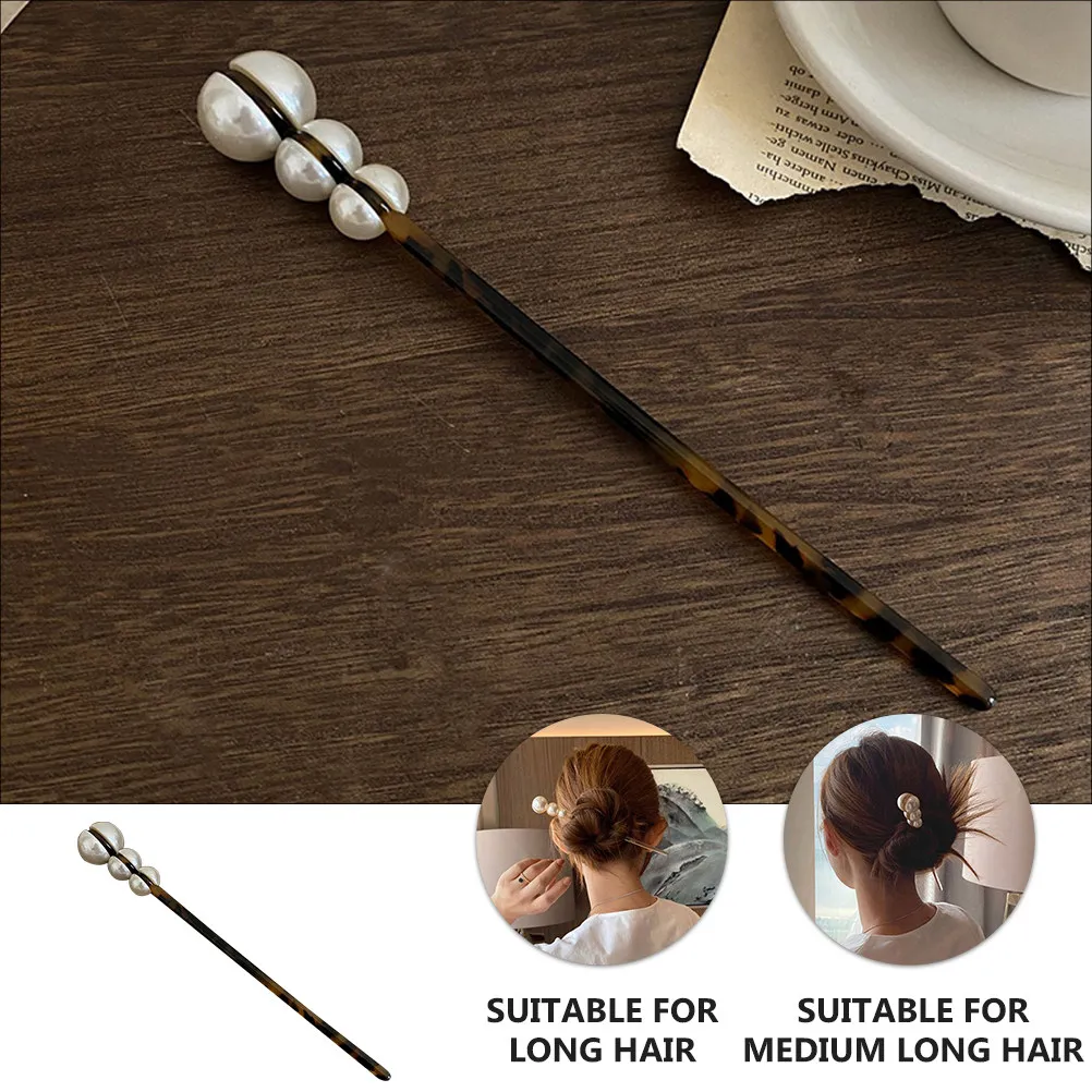 Exquisite Pearl Hairpin Handcrafted Acrylic Hair Stick for Ladies Simple Chic Design Hanfu Hair Accessories Ancient Style