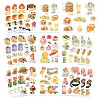 8/16PCS DIY Make a Face Waterproof Sticker Set, Cartoon Food Theme for Journals Planners, Office School Supplies