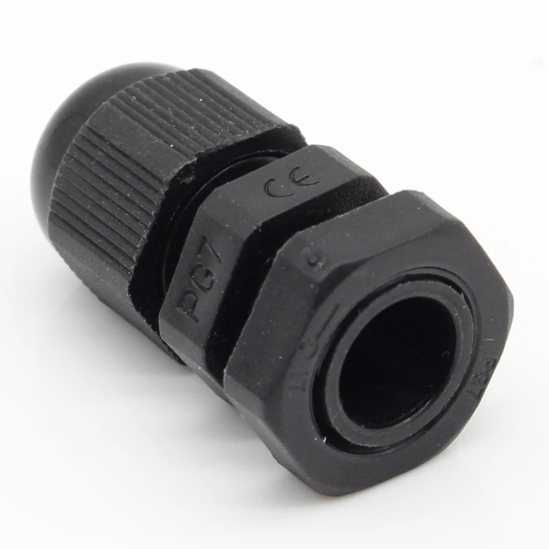 10 Pcs PG7 Black Plastic Waterproof Cable Glands Joints