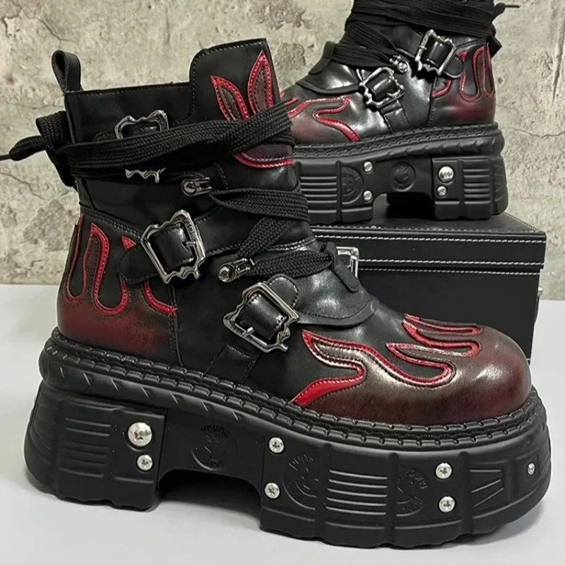 

Luxury Men's Boots Fashion Platform High-Top Boots Designer Genuine Leather Anti Slip Men's Shoes High Quality Fashion Boots New