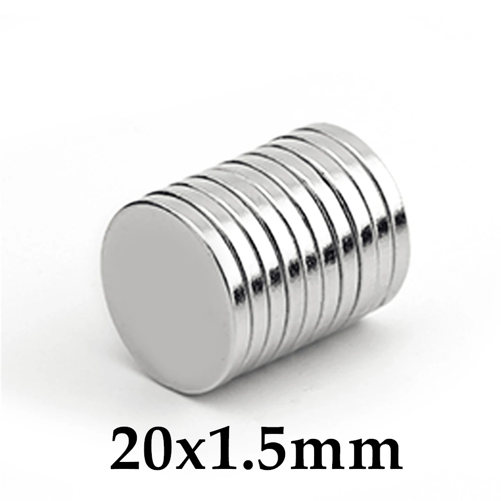 

500pcs Neodymium N35 Dia 20x1.5mm Strong Magnets Tiny Disc NdFeB Rare Earth For Crafts Models Fridge Sticking 20x1.5mm