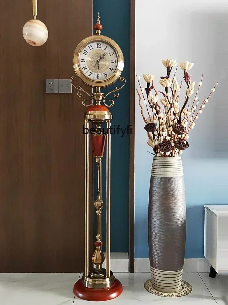 xxHanshi Living Room the Grandfather Clock Light Luxury Household Clock Quartz Noiseless Clock European Vertical Watch