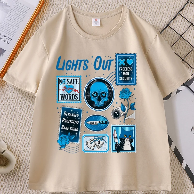 

Lights Out T-Shirt Dark Romance Reader Graphic T Shirts Cotton Printed High Quality Short Sleeve Tee Shirt Male Clothing