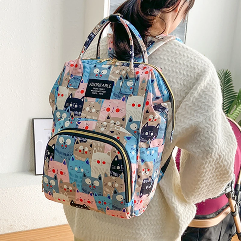 Cartoon Baby Stroller Hanging Bag Baby Diaper Storage Bag Large Capacity Baby Bottle Thermos Fashion Mommy Backpack Portable Bag