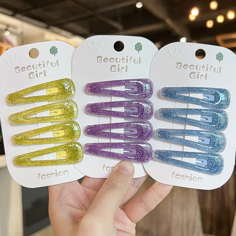

4pcs/set Jelly Color Girls Hair Side Clips Acrylic BB Clips Princess Style Sparkles Y2K Baby Girl Fashion Hair Accessories 2-12Y