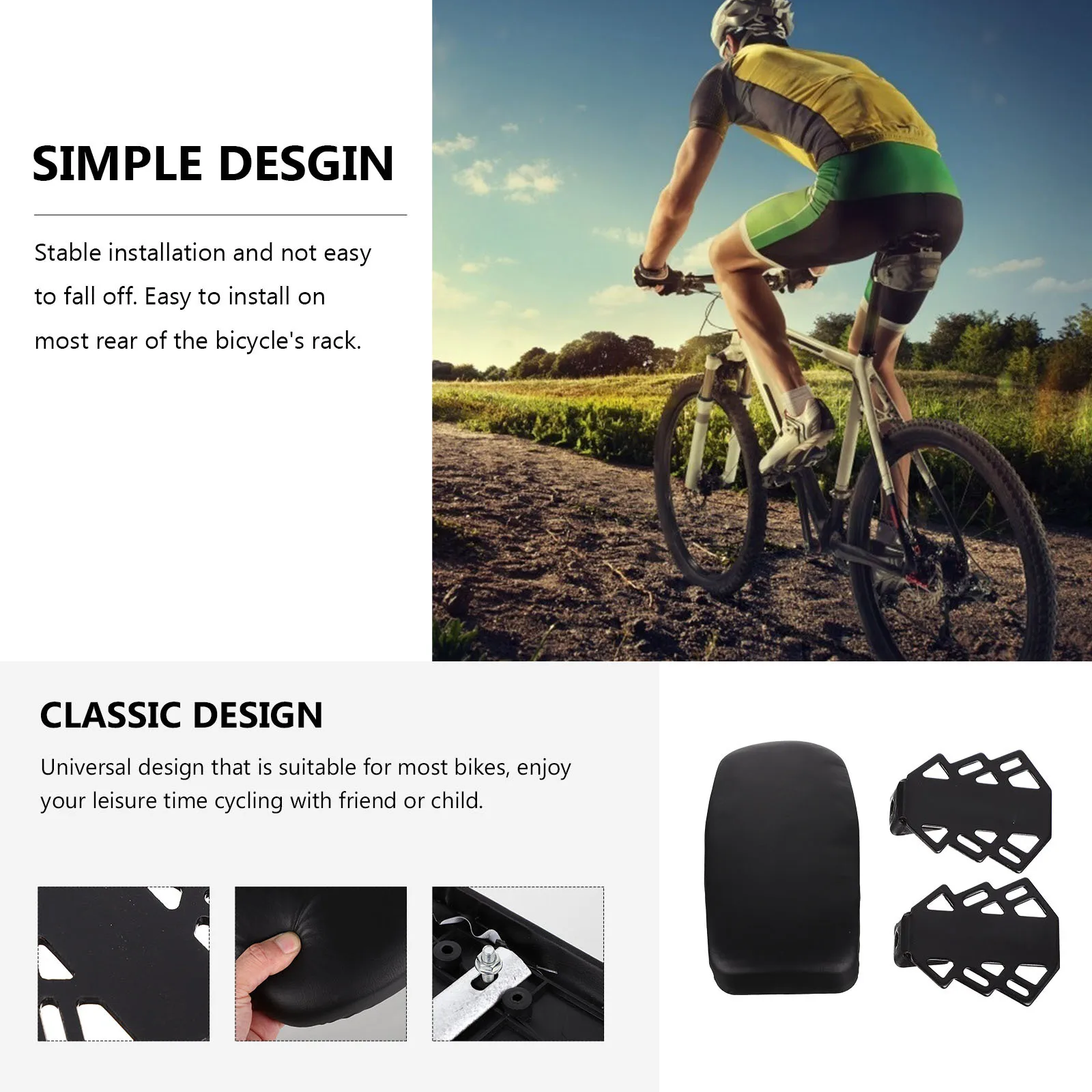 1 Set Bicycle Back Seat Cushion Bike Rear Footrest Pedals Bike Rear Seat Pad Adult Back Seat