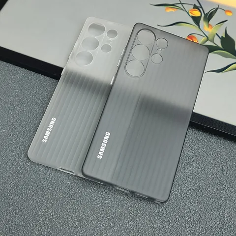Матовый тонкий прозрачный чехол для телефона с гофрированным узором для Samsung Galaxy S26 S25 S24 S23 Ultra Plus, противоударный чехол в ультратонкую полоску