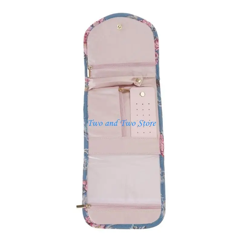 

HX6F Jewelry Holder with Multiple Pockets Foldable Storage Bag for Rings Earrings Necklaces Stylish Accessories Container