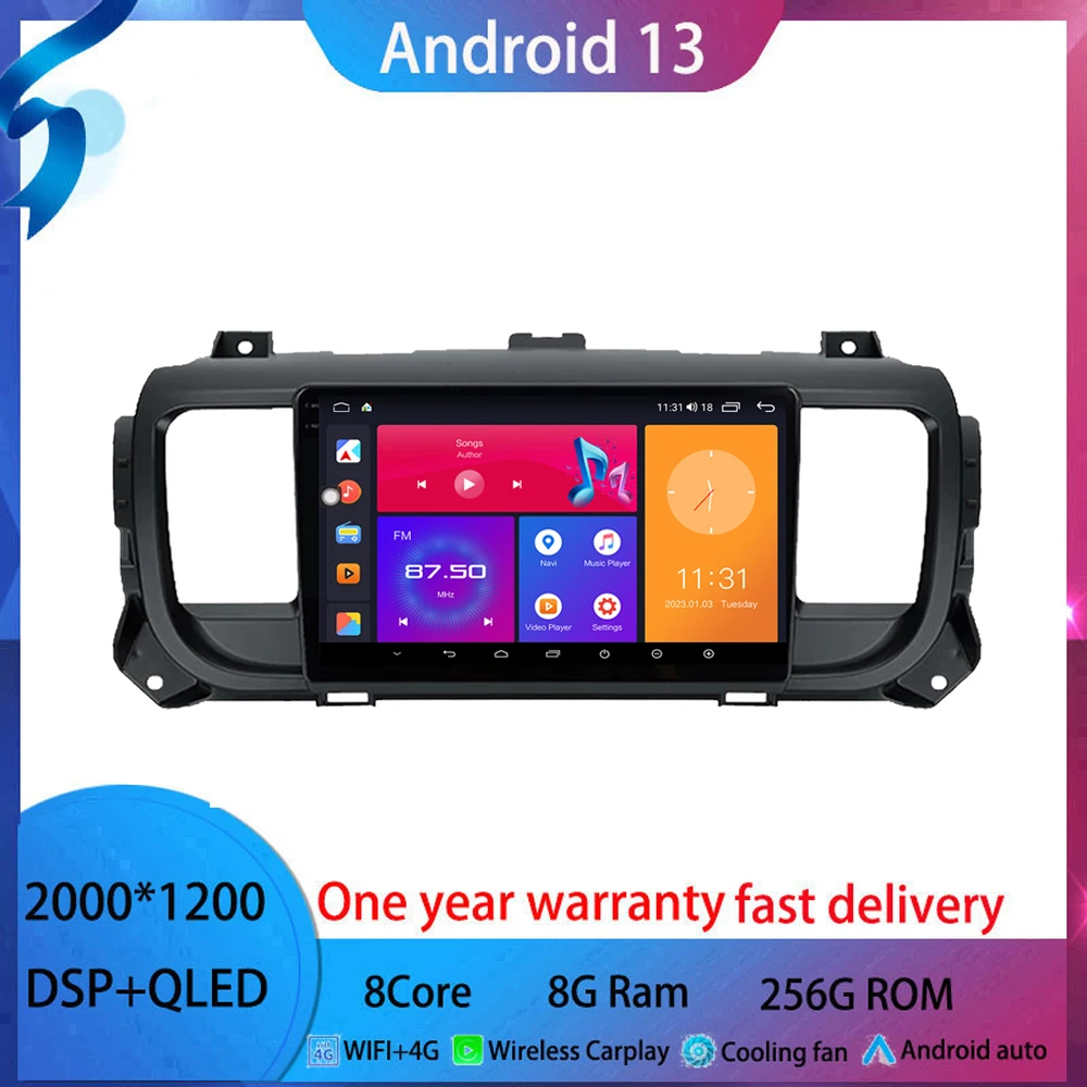 

9 inch For Citroen Jumpy 3 2016-2021 android 13 Car Radio Multimedia Video Player Navigation stereo GPS WIFI+4G QLED screen BT