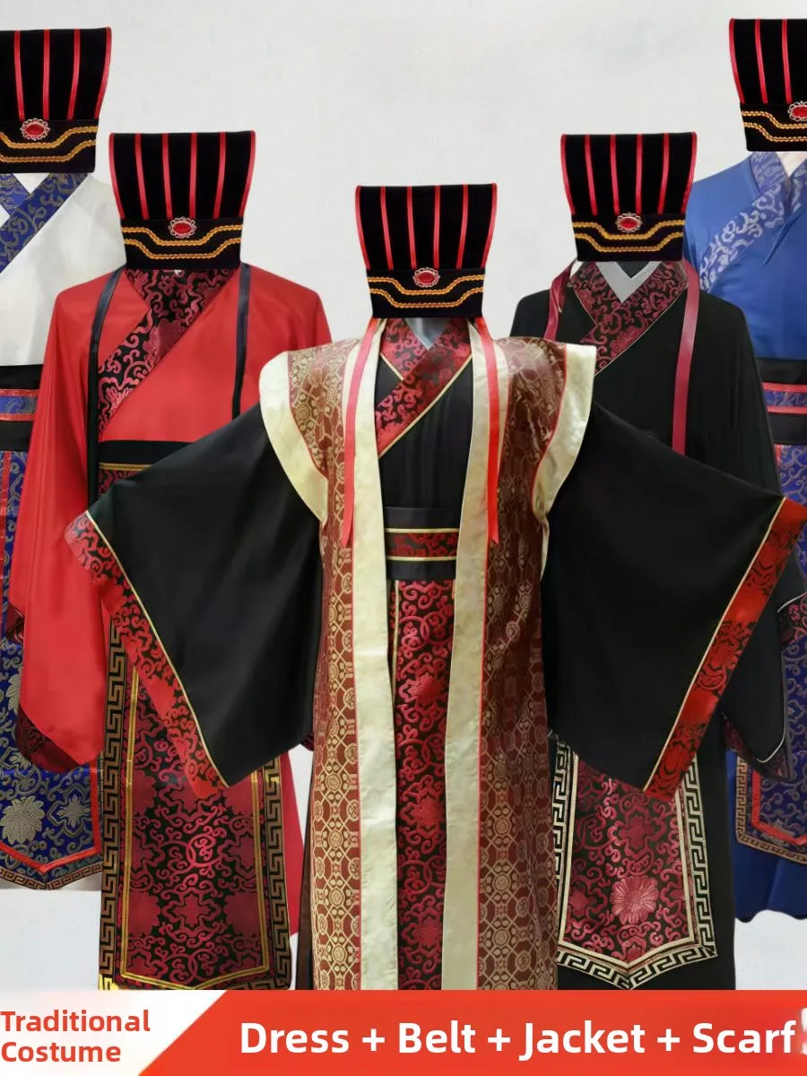 

Men's Ancient Chinese Costume Chancellor Han Dynas Performance Clothing Spring Autumn War Tee s Official orm