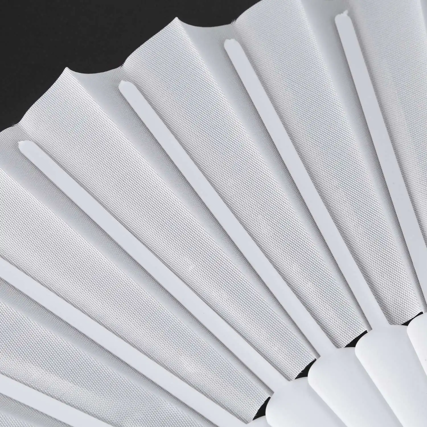 ABLK Abanico plegable de mano de tela plástica para damas y hombres blanco