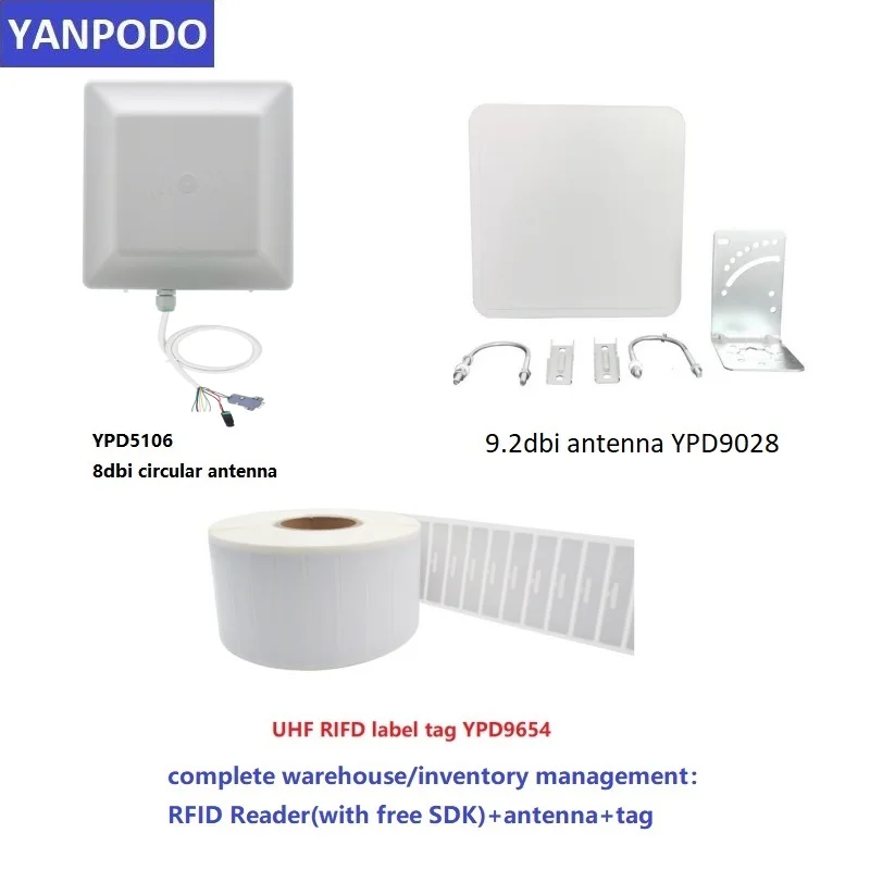 Yanpodo long range 1-8m UHF RFID integrated reader WG26/34 RS232 EPC GEN2 build in 7dbi antenna used for parking access control