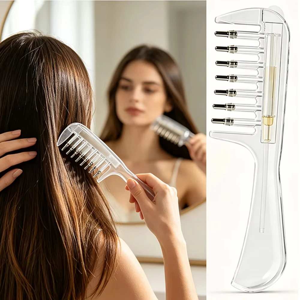 Transparent Refillable Hair Oil Applicator Comb Essential Oil Infusion Scalp Massage Comb Salon Hair Care Styling Tool