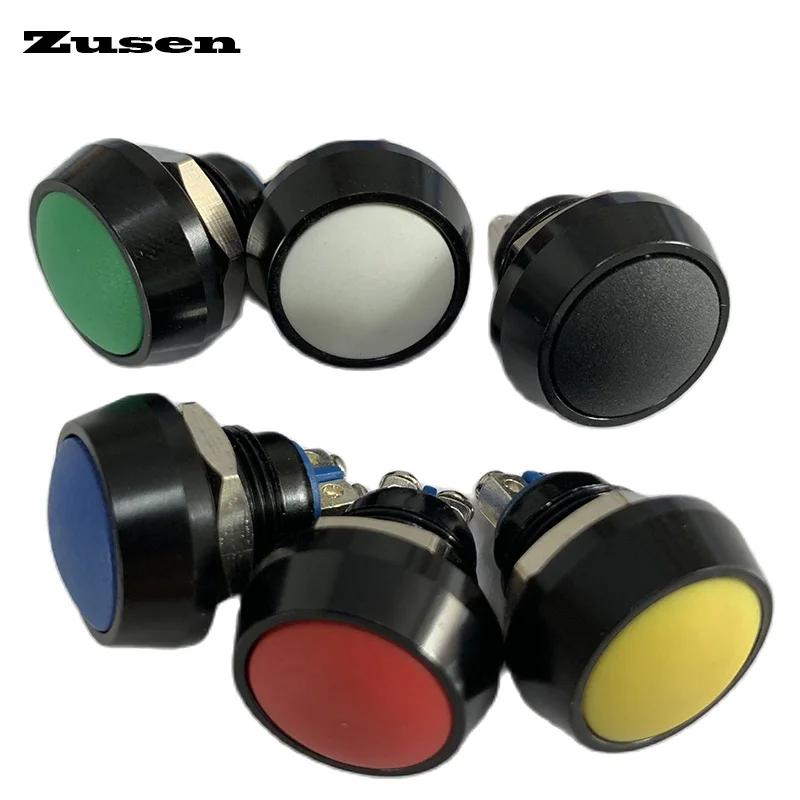 Zusen 12mm Colors Hat Black Alumina 1NO Dome Head Momentary Micro Push Button Switch(ZS12B-10/CA)