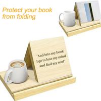 Wooden Book Display Rack Bookshelf Organizer with Phone Holder Cup Holder Portable Picture Frame Natural Wood Desktop Book Stand