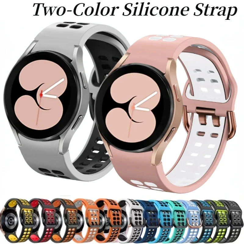 Two-Color Silicone Strap for Samsung Galaxy Watch 7/6/5/4 40mm 44mm Pro 45mm Breathable Bracelet Band Watch 6/4 Classic 47/43mm