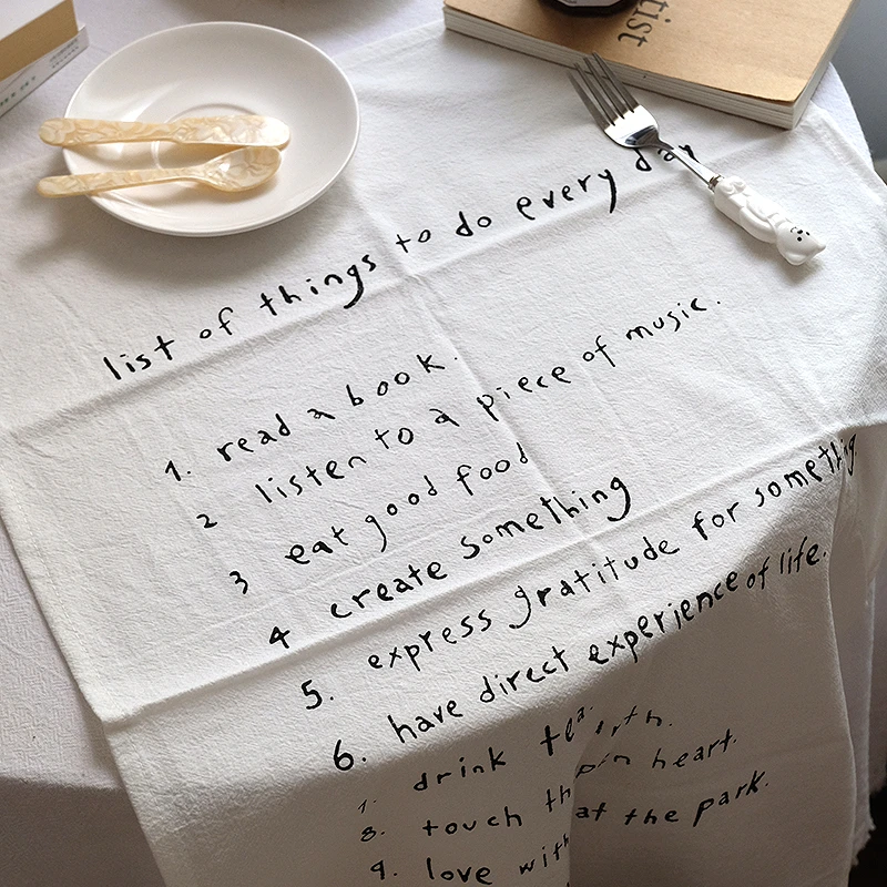Tägliche Liste Englisch Hintergrund Tuch Baumwolle Tischdecke Nordic Foto Tapisserie Tischset Ins Tisch Matte Schreibtisch Dekoration Zubehör