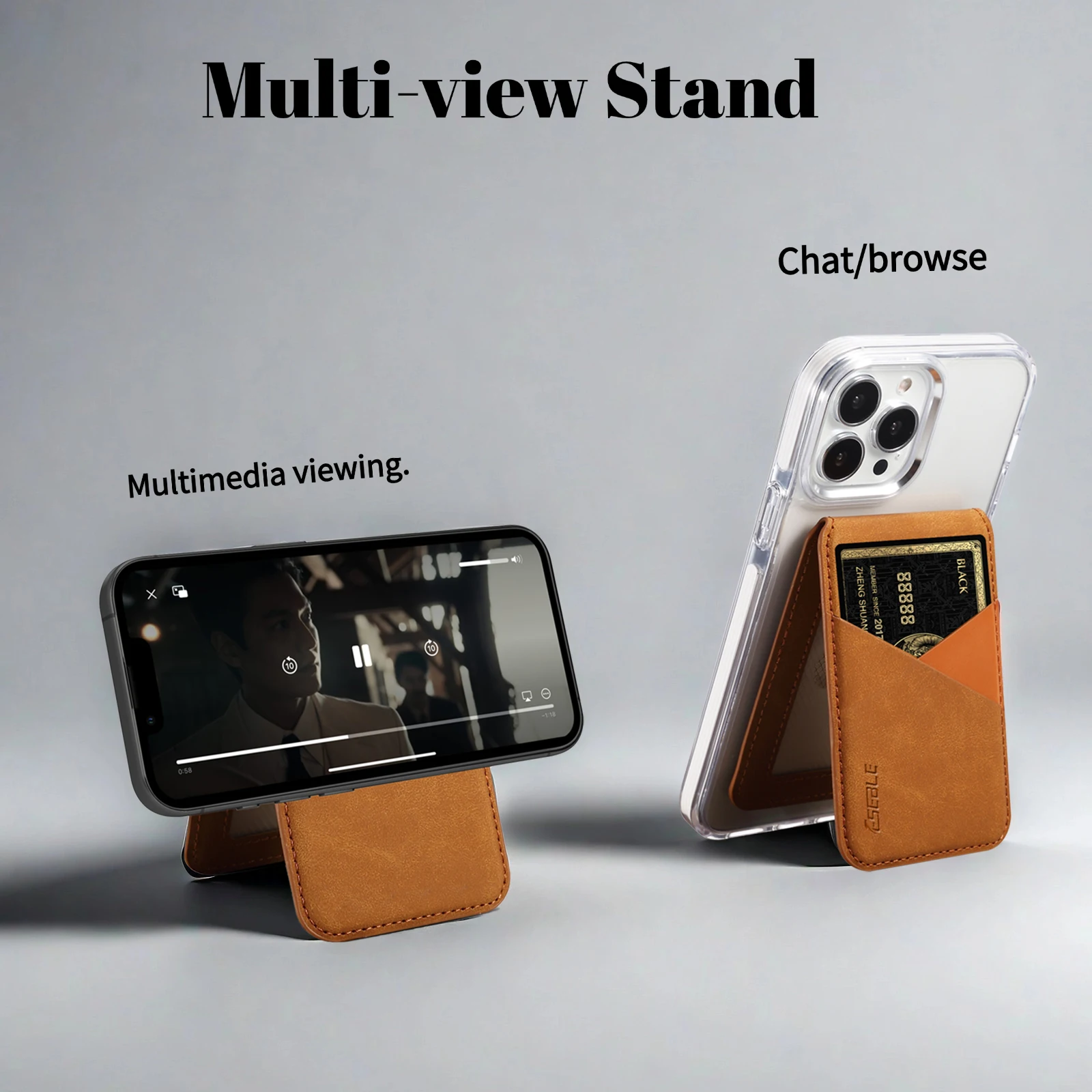 Retro Business Leather Wallet Card Holder Bag For iPhone&Samsung&Xiaomi&Huawei&Vivo For MagSafe Magnetic Splicing Color Card Bag view 3