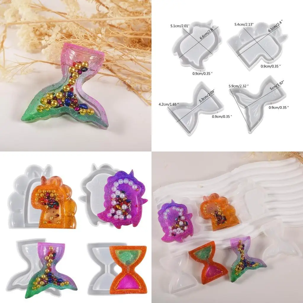 195C 4 Pieces Mold Jewelry Pendant Molds Multi Shapes Jewelry Making Supply