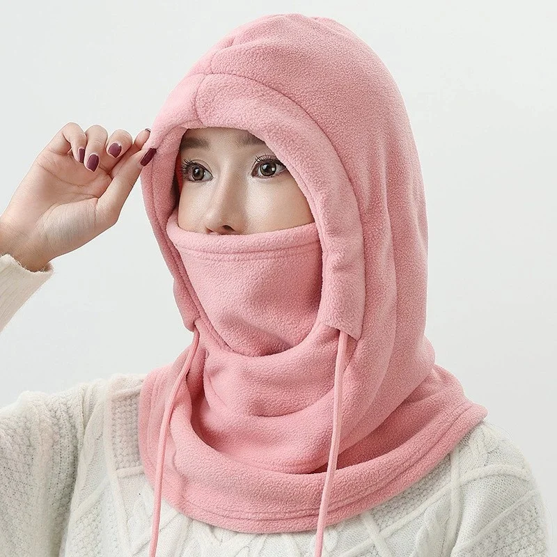 

1PCS Pink Winter Balaclava Hat Outdoor Knitted Full Beanies Cycling Skiing Sports Hood Caps Keep Warm Unisex Racing Fleece Hats