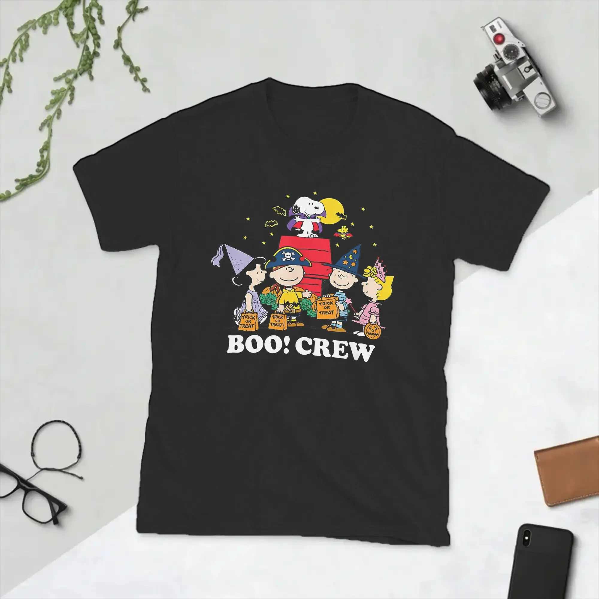Snoopys Halloween Pumpkin T-Shirt for Men  Fashion 100% Cotton Tees Crew Neck Short Sleeve T Shirt Plus Size Tops