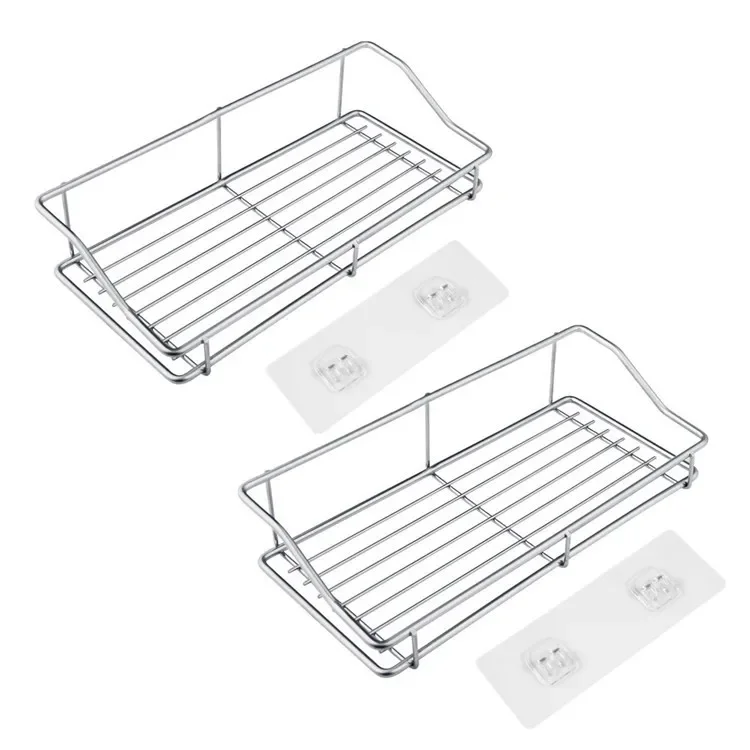 Bathroom Shelf Kitchen Storage Rack Stainless Steel Punch-Free Wall Mounted Shelf Shower Kitchen Wall Storage Organizer Rack